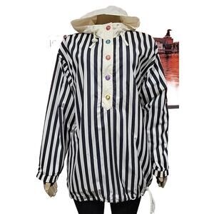 Vintage 80s Snuggler Ladies Striped Sz M Lined Colorful Button Hooded Jacket #W8